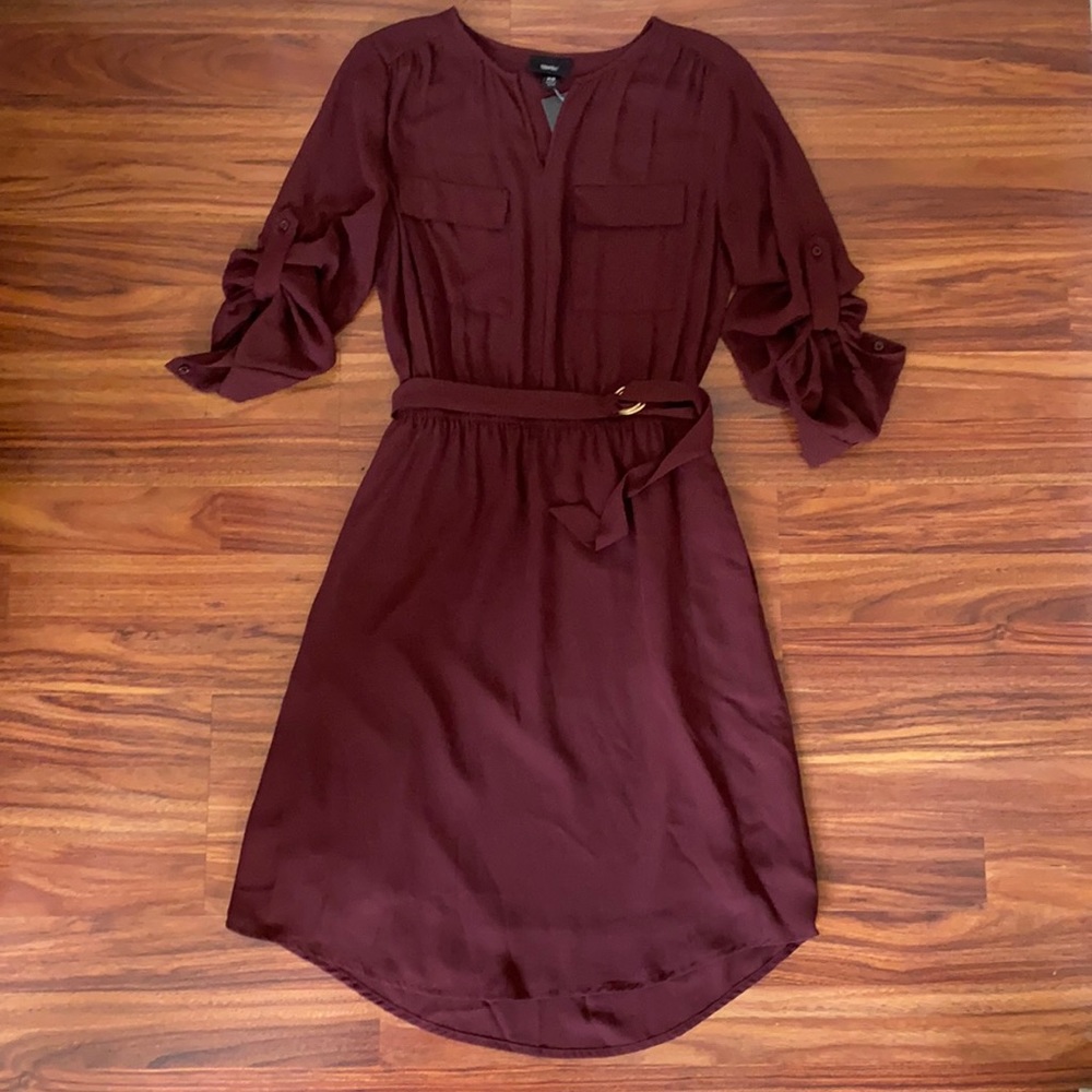 Burgundy Dress w/ belt XS